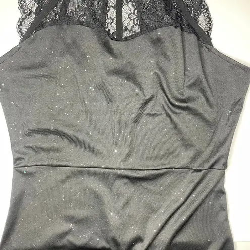 chicme Black Lace Mock Neck Open Back Sparkle Cocktail Dress XL