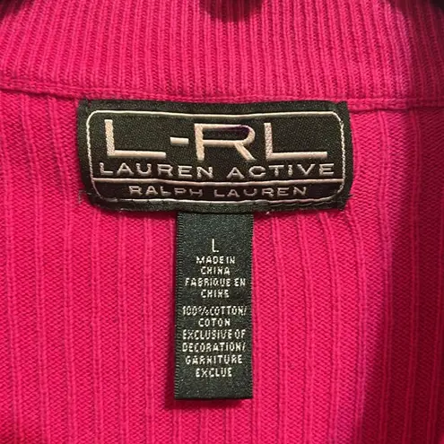 Ralph Lauren  Active LRL Women Half Zip Cotton Shirt Pink. Size L