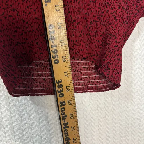 Lyaner Crop Top Sz L Red Smocked Waist Soft Femme Romantic Retro Chic Holiday Size L