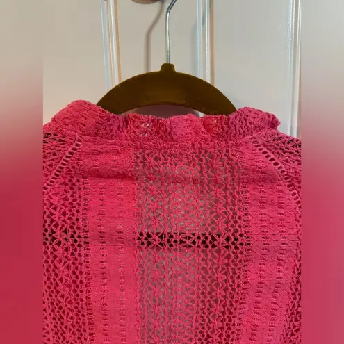 Pink Oversized Button Down Long Sleeve Top