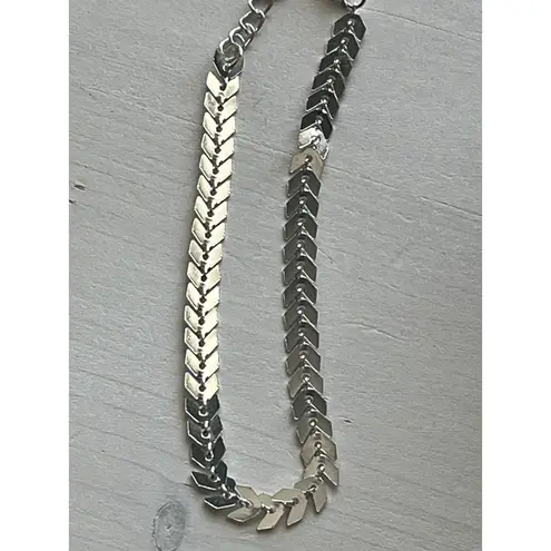 Silver Tone Chevron Chain anklet Adjustable Lobster Clasp Women's Jewelry
