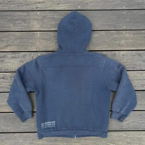 Quiksilver Vintage Y2K Navy Blue Fleece Lined Zip Up Hoodie Sweatshirt