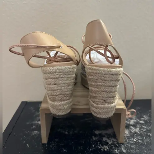 Schutz Glitter Lace-Up Espadrilles Wedge Celinah Crystals Size 5 READ