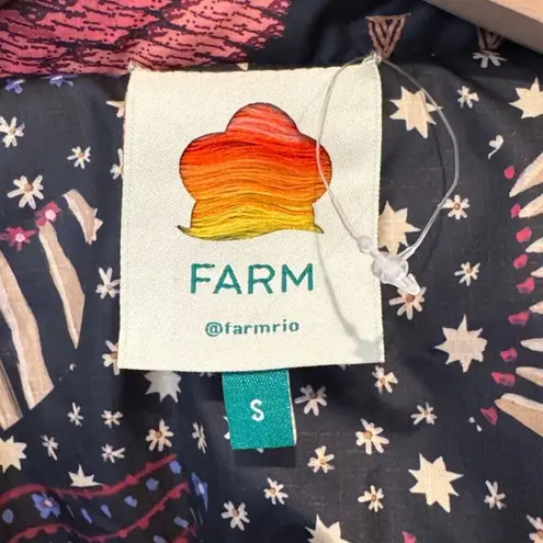 Farm Rio Black Wild Bananas Metallic Reversible Puffer Jacket Size Small