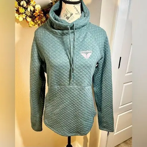 TECHSTYLES Snowbird Quilted Funnel Neck Kangaroo Pocket Pullover NWT Sz Small Green