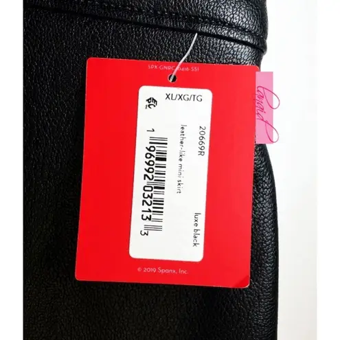 Spanx  Leather-Like Mini Skirt Luxe Black A-Line Edgy Gothic Motorcycle Skorts XL - Image 6