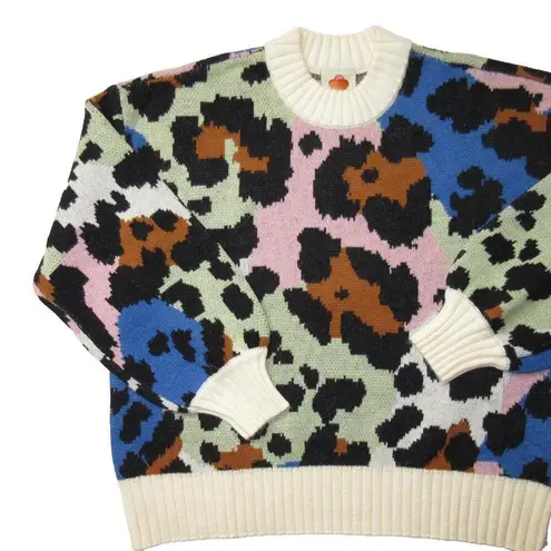 Farm Rio NWT Colorful Leopard Knit Sweater in Animal Print Wool Pullover L - Image 2