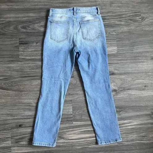 Willow + Root  Buckle High‎ Rise Distressed Mom Jeans Blue Denim Size 27