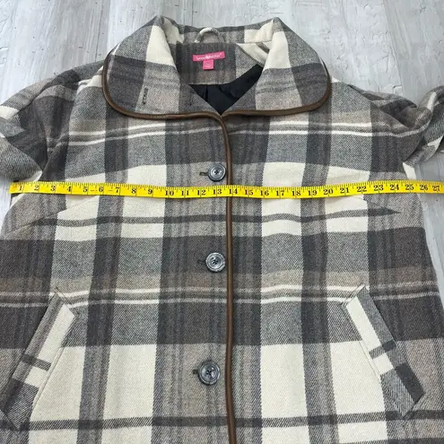 Woman Within  Gray Black White Plaid Lined Button Up Winter Jacket Coat 18W