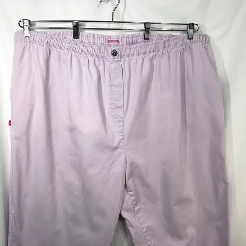 Woman Within Plus Size 36T Cropped Pants Capri Light Pink Cotton Elastic 1620