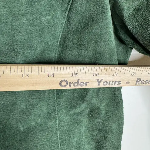 Pritti Suede Jacket Womens Medium Green Genuine Leather Full Zip Classic Lined
