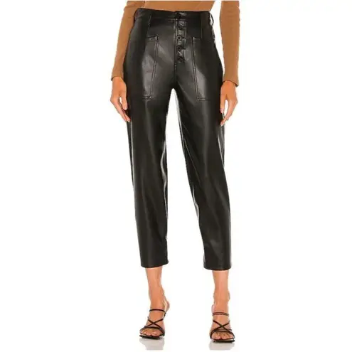 Pistola Pants SZ 24W Tammy High Waist Button Fly Black Faux Leather Trousers NWT