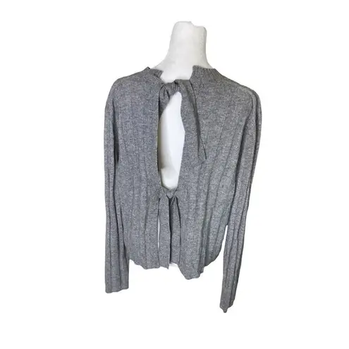 Derek Lam 10 Crosby Sweater Open Tie Back Bow Gray Ribbed Size small EUC