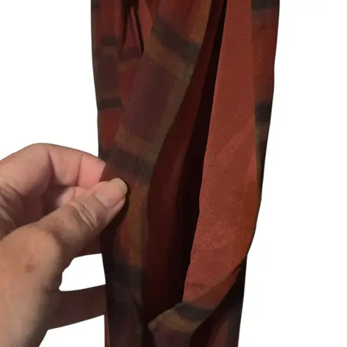 Haute Hippie Silk Plaid Dress L Red Black Lace Trim Gossip Girl