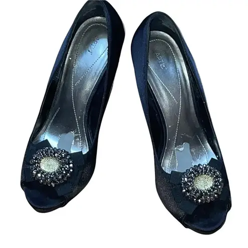 Apt. 9  Cindy rhinestone flower peep toe heels - Image 1