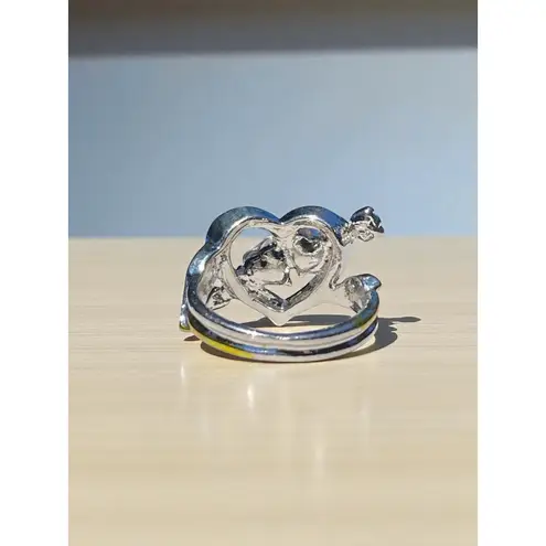 Gold & Silver Tone Hidden Message Heart Ring Size 6