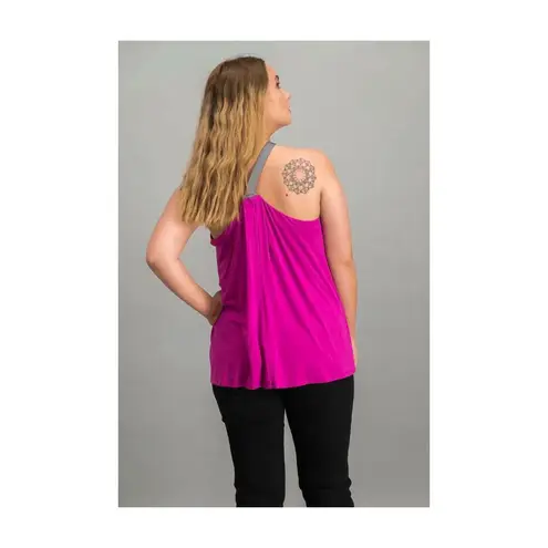 Ramy Brook Apres Magenta Gray Lisa Cross Front Tank Top, Medium