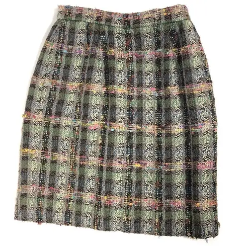 Carlisle Woven Tweed Straight Pencil Skirt Size 2 Plaid Textured Academia Office