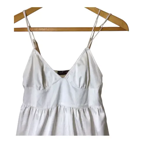 ABS Allen Schwartz Victorian Babydoll Cami Top Satin White Coquette Lace Bow Fairycore Y2K Sz M
