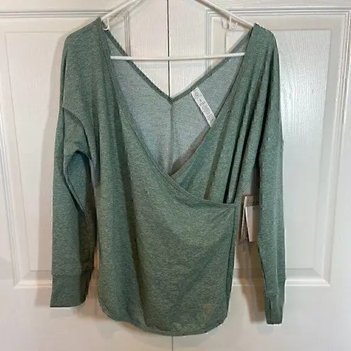 Balance Collection NWT  Women's Crossover V-neck Sweatshirt Heather Green Size S