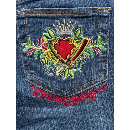 Christian Audigier Los Angeles Bootcut Denim Jeans Womens 5/6 Stretch Size undefined