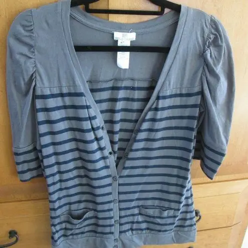 Blue Striped Short Sleeve Cardigan/Shirt