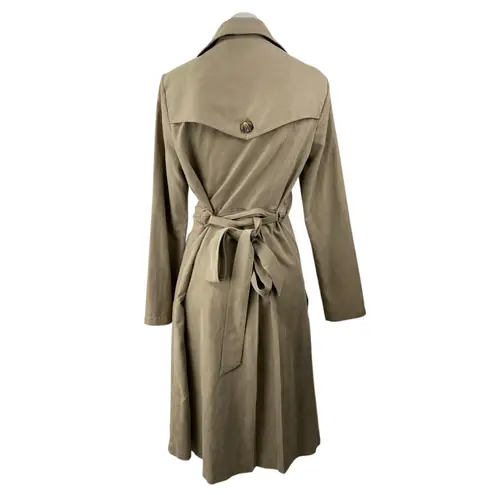 JACK Women's Tan Long Sleeve Double Breasted Longline Trench Coat Jacket Size M