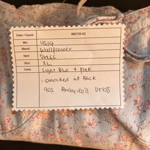 90s Mini Babydoll Dress XL Y2k Cottagecore Whimsical Fairy Romantic Floral Blue