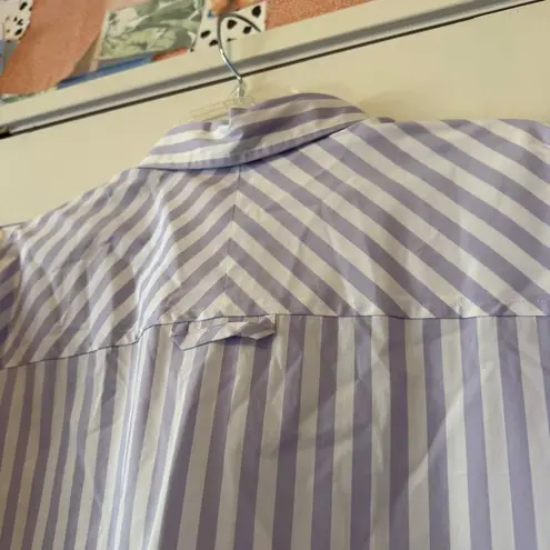 AYR The Deep End Purple & White Striped Button Down Top Size Large