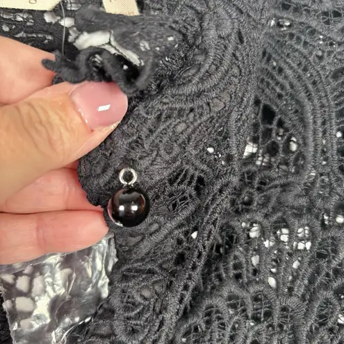 Soft Surroundings Black Lace Top Crochet Lace Whimsigoth Button Up Sz Petite XS
