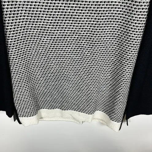 St. John Collection Black Textured Boucle Rayon Wool Leather Trim Blazer Size 8