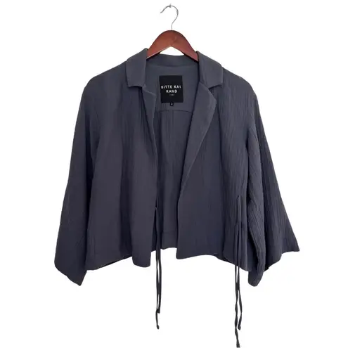 Bitte Kai Rand Double Weave Short Jacket Medium Gray Gauzy Asymmetrical Tie
