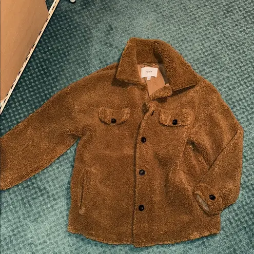 Pistola Brown Teddy Shacket with Plush Texture