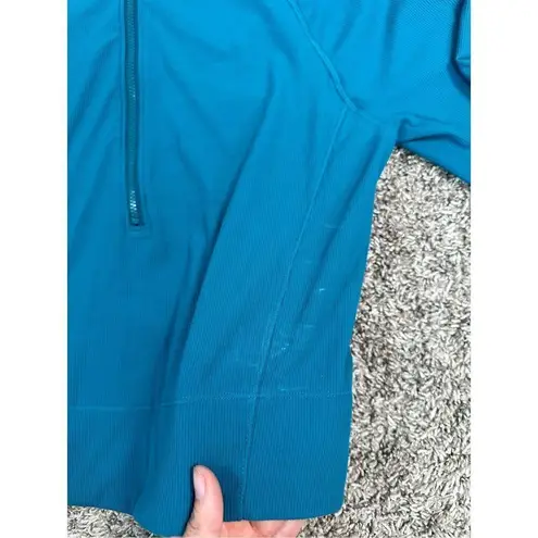Stori Elevate Half Zip Cropped Jacket Ribbed Abyss Blue Gym Athleisure Size 8 M