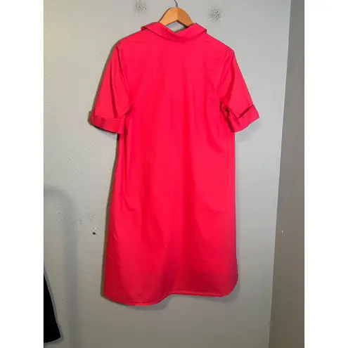 Estelle and Finn Popover Short Sleeve Midi Dress Pink Size Large Preppy Travel