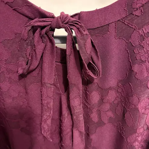 Susan Graver Burnout Jacquard Knit Top Vintage Wine 1X Petite Whimsygoth Romance