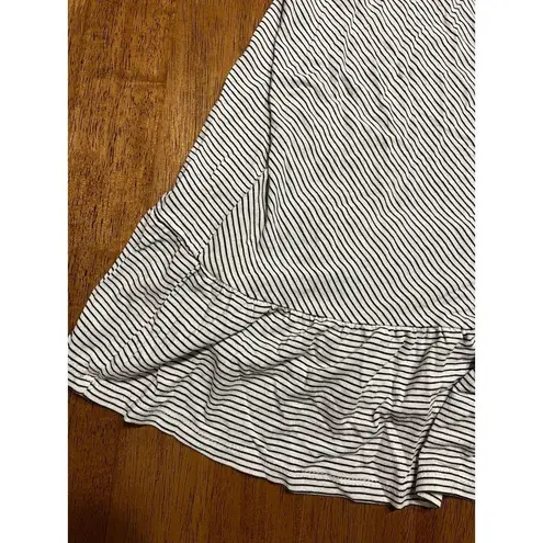 Mossimo Striped Tank Top Ruffle Hem Sleeveless Casual Summer Top Size S White