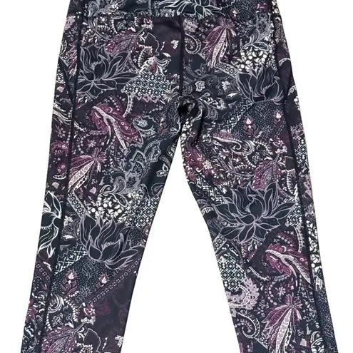 Gaiam Crop Yoga Leggings Purple Paisley Print Athletic Pants Size Medium