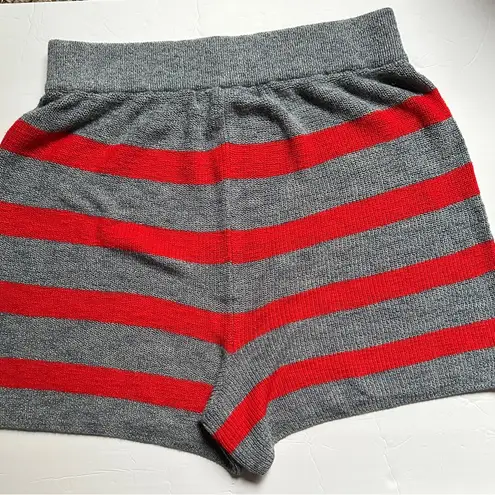 FP Beach Knit Shorts Women’s | Sz Small | Striped | Gray and Red