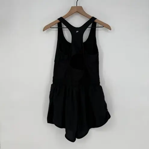 Fabletics  Black Racerback Athletic Jumpsuit Romper Shorts Size M