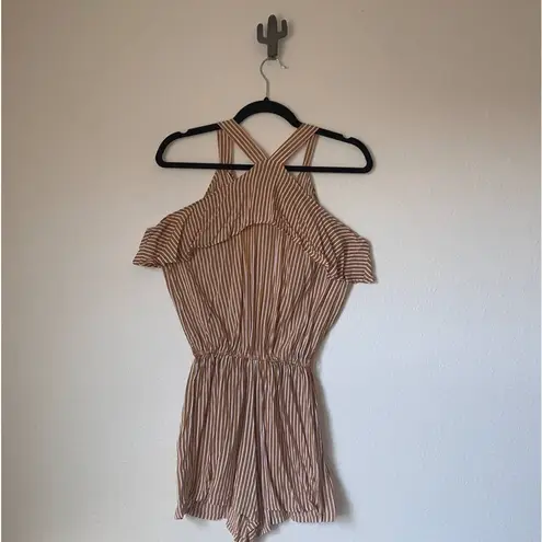 Faithfull the Brand Gaia Orange Striped Romper