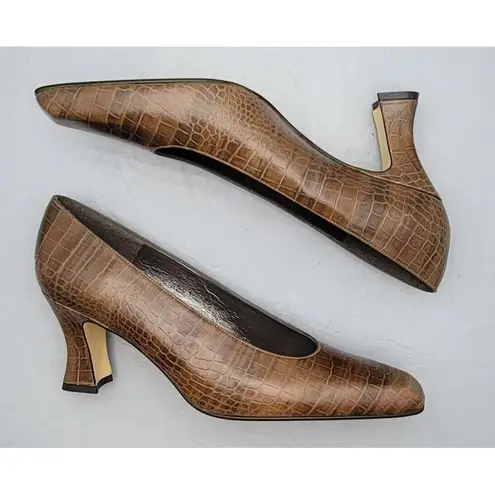 Margaret Jerrold Heels Pumps 1980's S 7.5 Crocodile Leather Spain NWOB Vintage Size undefined