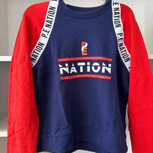 P.E. NATION The Wembley Pullover Sweatshirt Blue Size XS