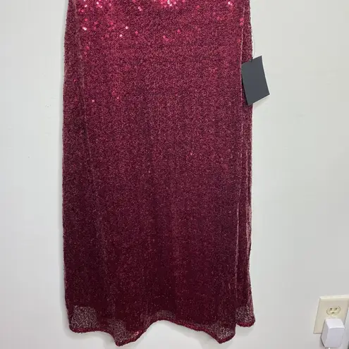 Lulus Boost Your Beauty Wine Red Sequin Strapless Bustier Midi Dress size XS