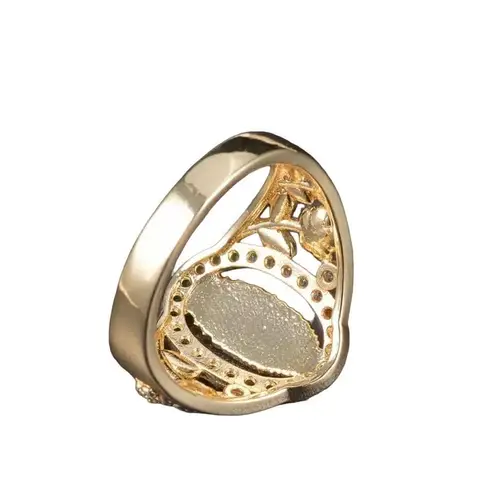 Lady of Guadalupe Virgin Mary With Round Cut Cubic Zirconia Ring size 9 Gold