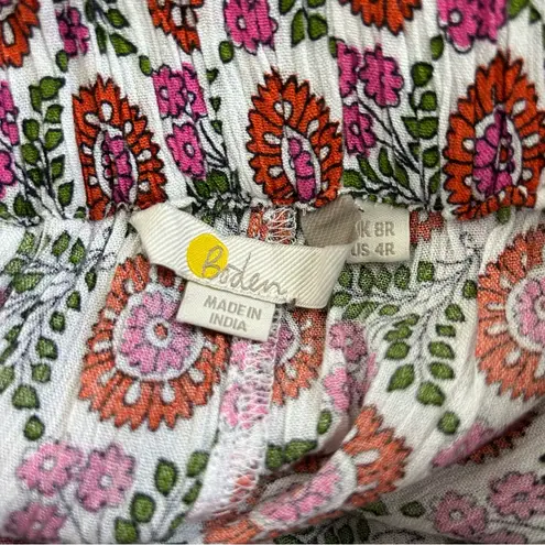 Boden USA Boden Crinkle Wide Leg High Rise Trouser Pant Pink Green 4