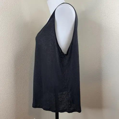Rails The Resort Tank Black Sleeveless Shirt Thin Lightweight Sz L Linen Blend