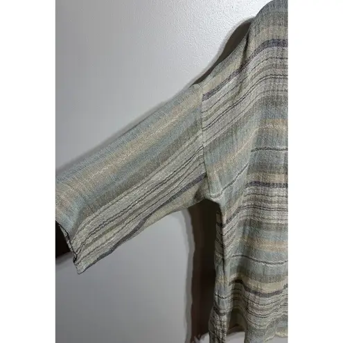 Soft Surroundings Tunic Top Stripe Green Cotton Pullover Size Large Beach Resort