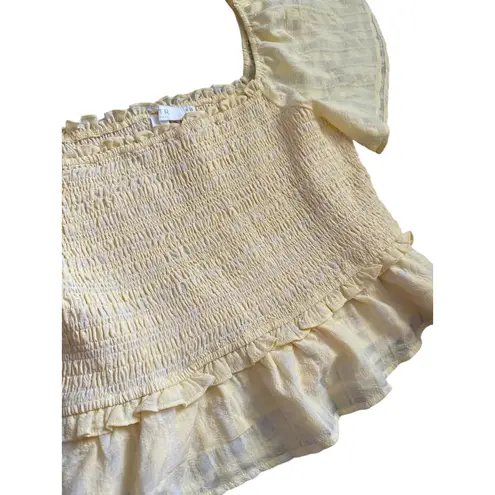 ASTR The Label January Flutter Sleeve Top Pastel Yellow Size XL