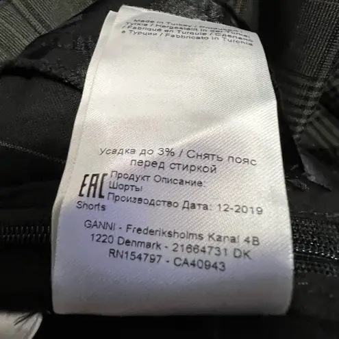 Ganni Gray Glen Plaid Belted Paperbag Kalamata Suiting Shorts Size 38 NWT